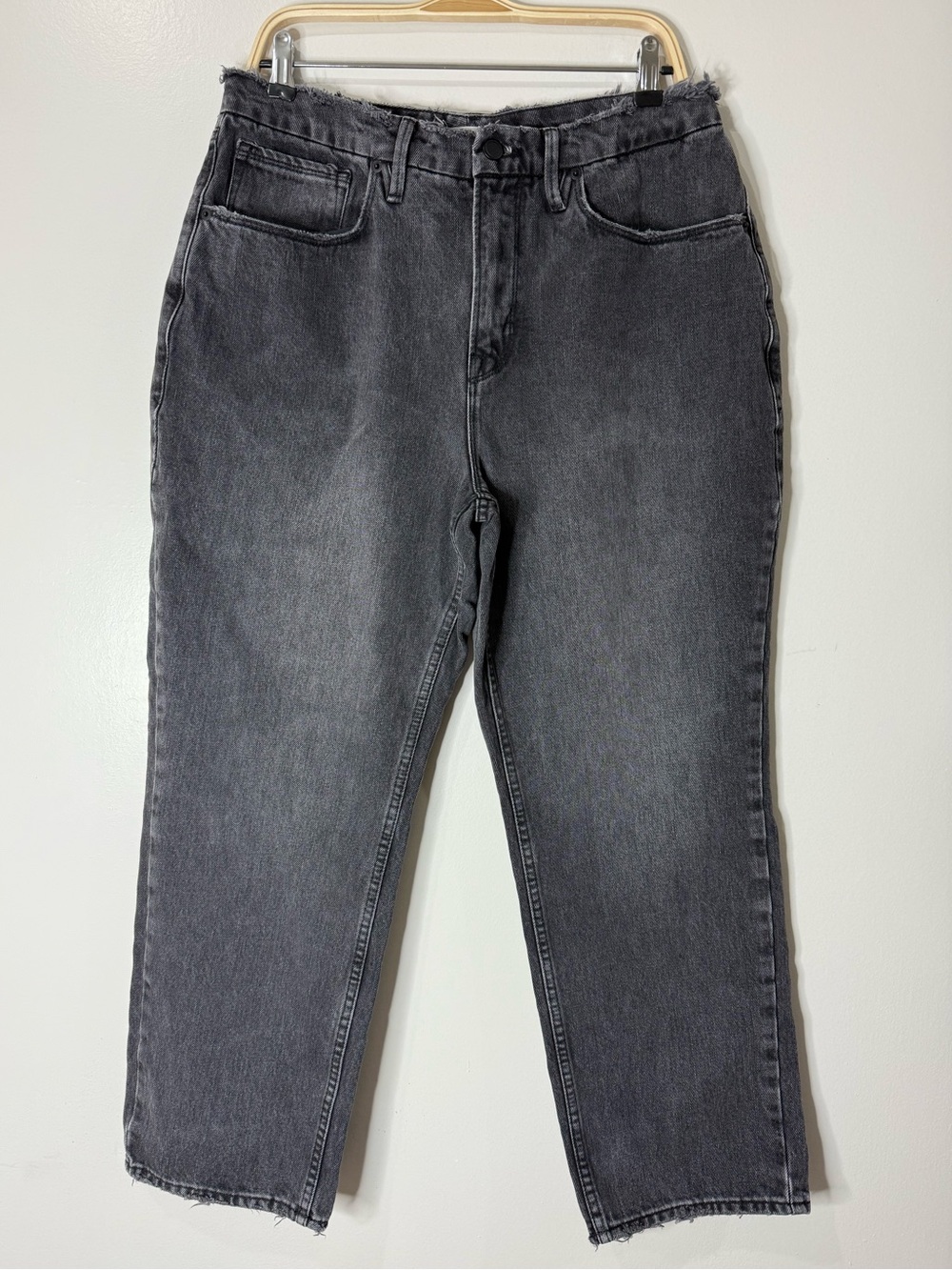Good American High-Rise Washed Black Straight Jeans Size 14